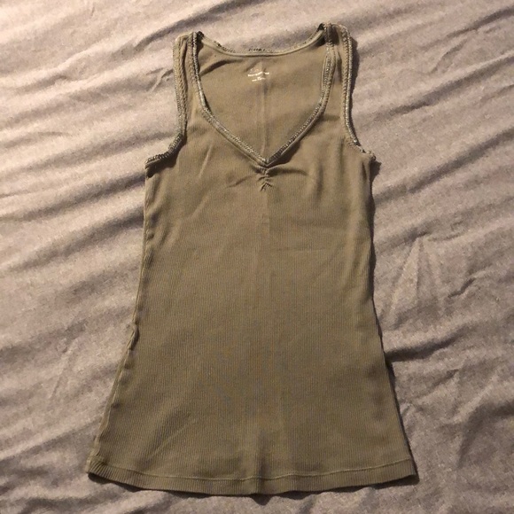 Express Sexy Basic Tank with Silver and Army Green Lace, Size XS - Picture 1 of 3